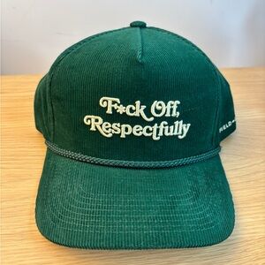 Field Grade F*ck Off Respectfully Green Corduroy Rope Snapback Hat Cap Mens